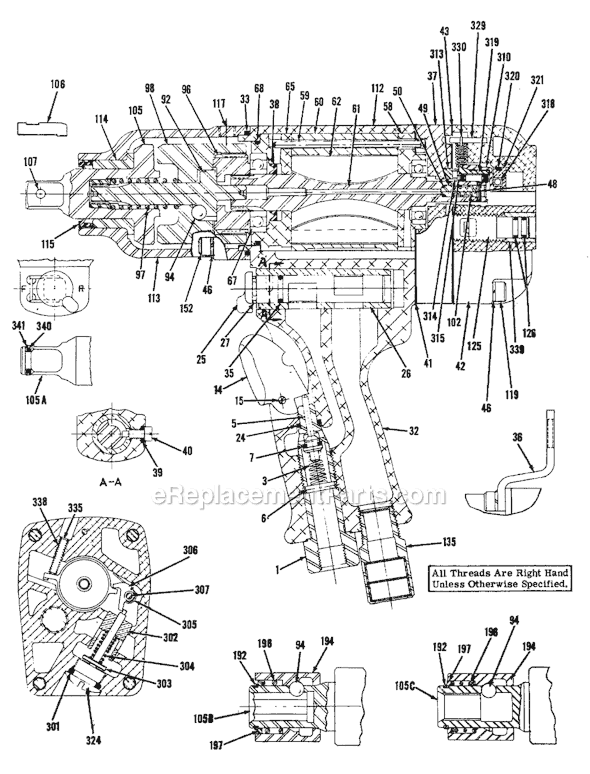 Page A Diagram and Parts List for CP6041TEBAD T021954 Chicago Pneumatic Wrench